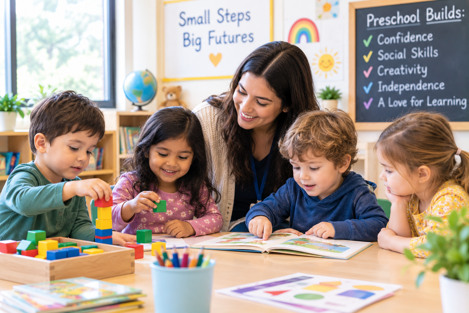 Children playing and learning in a classroom at Leaps and Bounds Preschool in Escondido